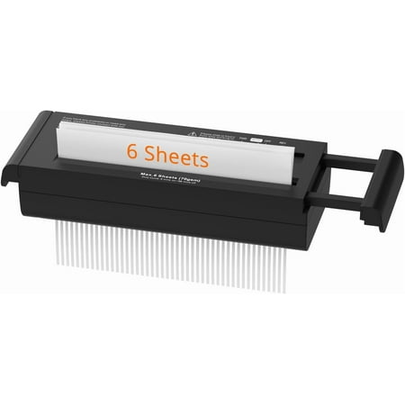 Small Paper Shredder for Home, 6 Sheet Strip Cut Without Basket,Portable Extendable Arm Design with Overheat Protection Home Office