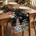 thumbnail image 5 of Black Christmas Gnomes Cotton Linen Table Runner for Dining Kitchen, Xmas Tree Poinsettia Winter Gifts Wedding Outdoor Party Tablerunners Decoration, Dresser Scarf Coffee Tablecloth Runners 13"x48", 5 of 9