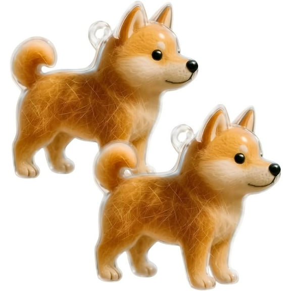 Pet Hair Keychain Memorial - Dog Fur Collector Keepsake Charm, Portable Dog-Shaped Storage for Dog Hair, Unique Gift for Pet Lovers (Shiba Inu 2pcs)