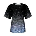 thumbnail image 5 of Plus Size Summer Clothes for Women Fashion Casual Ggradient Sequin Print Round Neck Loose T Shirt Top Ladies Workout Tees Womens Casual V Neck Shirts Long Sleeve Lingerie Top Cool Blue 2XL, 5 of 5
