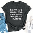 thumbnail image 1 of RXIRUCGD Hauts de Sortie pour Femmes Mode Été Décontracté Col Rond Imprimé Lettre Manches Courtes T-Shirt Chemises Femmes Gris Foncé, 1 of 8