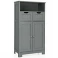 thumbnail image 1 of Gymax Bathroom Floor Cabinet Wooden Storage Organizer w/Drawer Doors Grey, 1 of 10