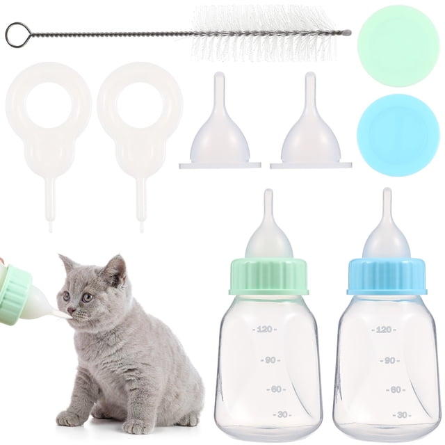 2 Ensembles de Biberons d'Allaitement pour Animaux, Biberons pour Chiot, Biberons avec Sucette pour Chaton, Fournitures pour Animaux