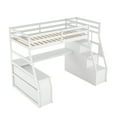 thumbnail image 4 of Bellemave Twin Size Loft Bed with Stairs and Desk, Wooden High Loft Beds Frame with 7 Storage Drawers and 2 Shelves for Kids Teens Adults (White), 4 of 9