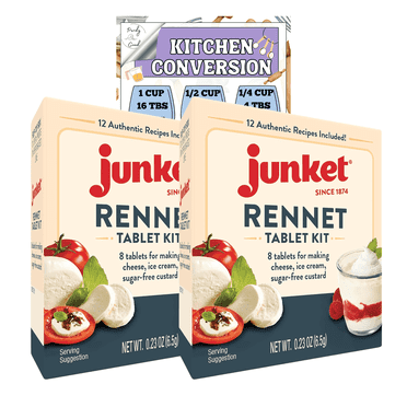 Junket Rennet Tablets, 0.23 Ounce (Pack of 2) with Perdy Good Kitchen Chart