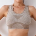 thumbnail image 2 of Zpanxa Sports Bras for Women Fashion Solid Color Sports Bra with Chest Pads and Shock Absorbent Underwear Khaki L, 2 of 4
