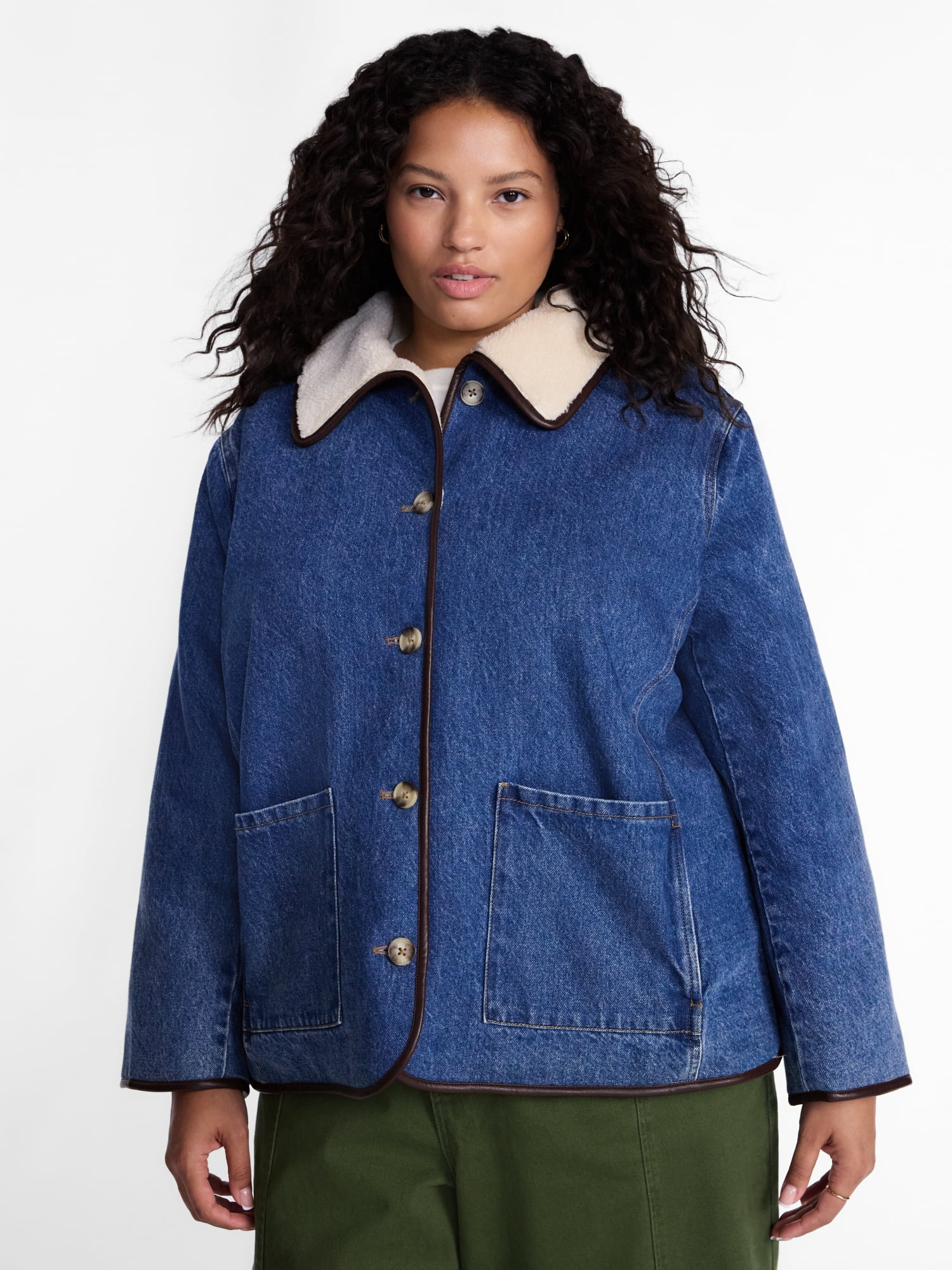 Terra & Sky Womens Plus Reversable Chore Coat, Sizes 0X-5X