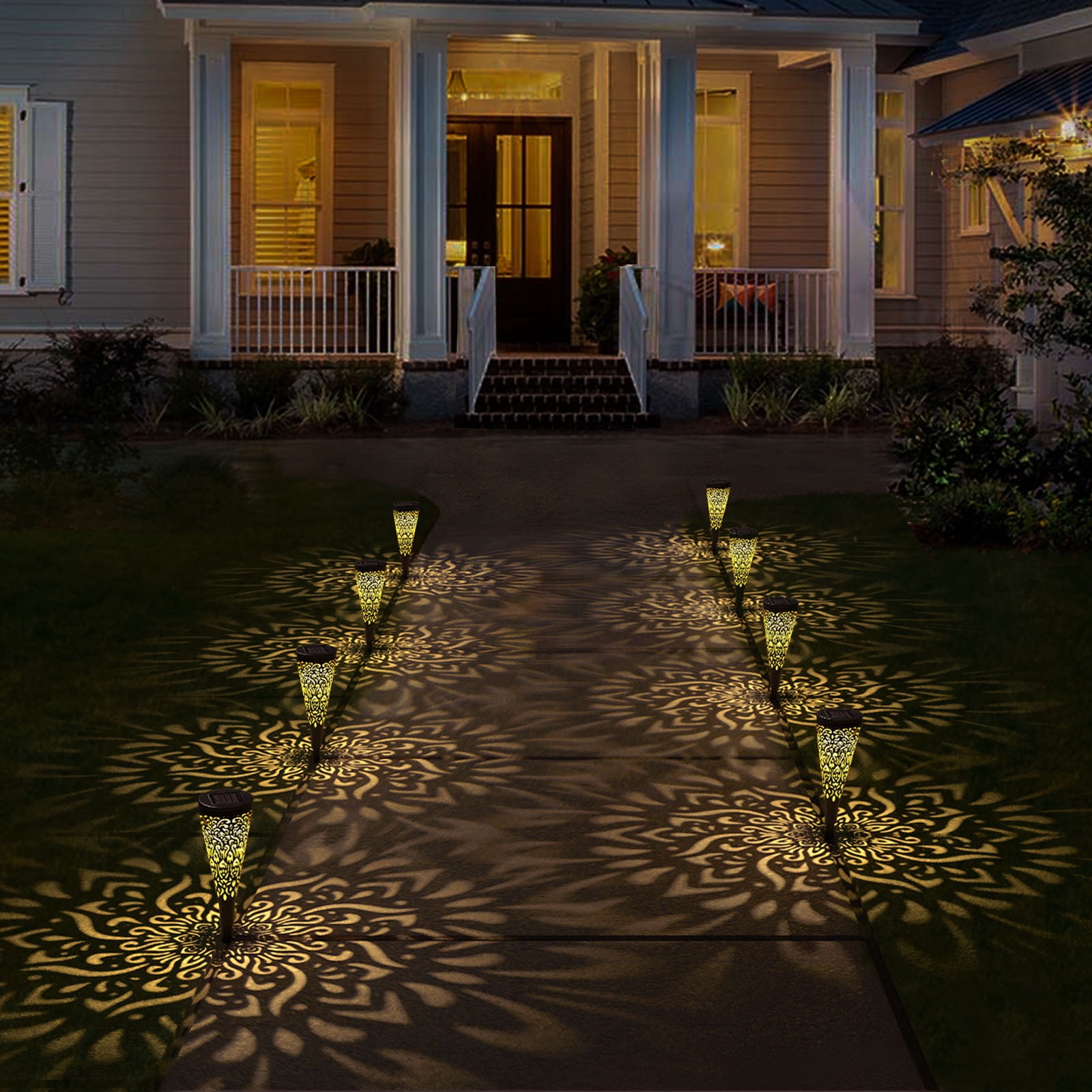 6 Pack Solar Lights Outdoor Garden Decorative Solar Garden Lights Waterproof Solar for Path Patio Backyard Walkway Yard Lawn Decor