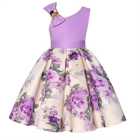 

Kids Toddler Baby Girls Spring Summer Printed Ruffle Sleeveless Princess Dress Lovely Sweet Family Gifts Party Decorations Clothes