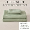 thumbnail image 5 of [Cooling Bamboo Sheets] Silky Soft 4pcs Bamboo Bed Sheet Set, Cooling Bamboo Blend Sheets Set With 16 Inch Deep Pocket Luxury Sheet Set, 5 of 11
