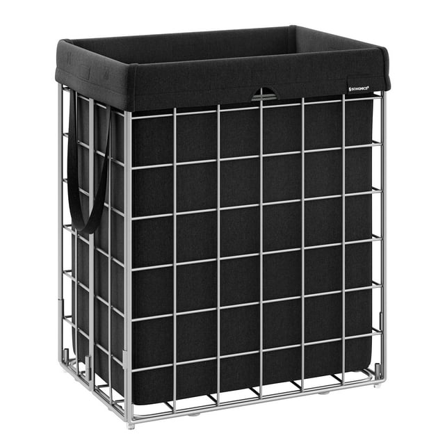 Cesto de la Ropa Sucia 90 L, Cesta Ropa Sucia Plegable, Bolsa de Lavandería Lavable y Extraíble, Baño, Negro y Blanco