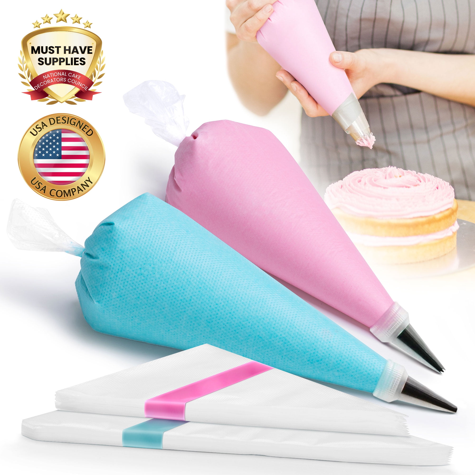 Disposable Piping Bags (12”, 100 Pack) for Decorating Cakes, Pastry