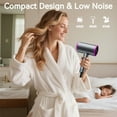 thumbnail image 3 of Professional Ionic Hair Dryer 2400 Watt Blow Dryer with Diffuser and Concentrator Nozzles Foldable and Portable Travel Hairdryers 57°Constent Temperature for Home Use and Travel Pink, 3 of 8