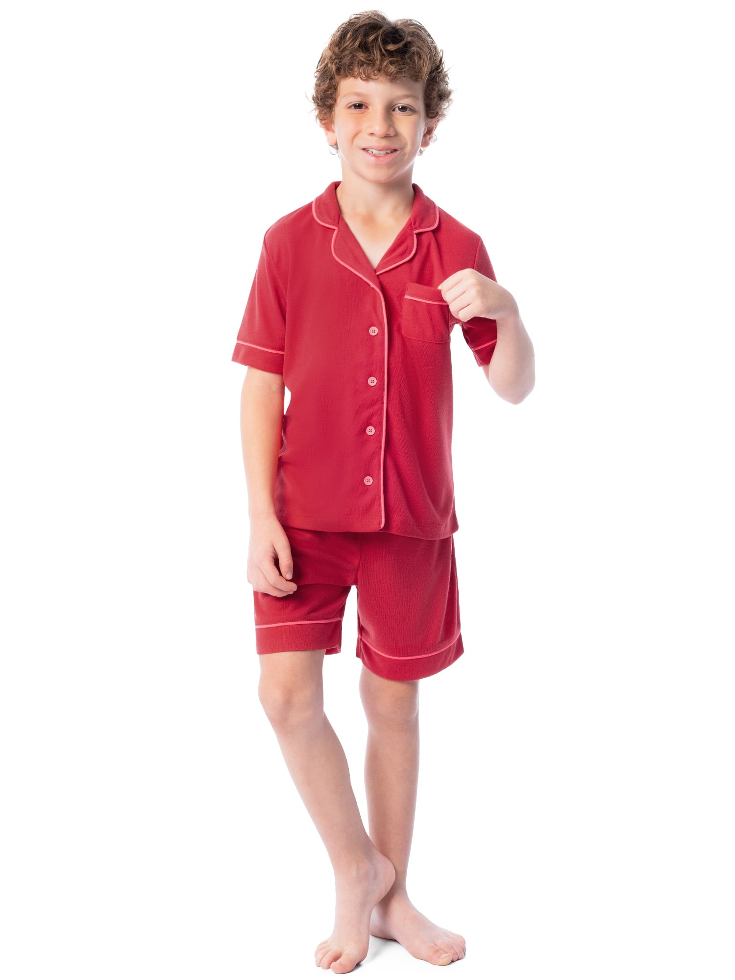 Fruit of the Loom Energize Boy's Lose Fit Short Sleeve Top & Short Pajama Sleep Set, Sizes 4/5-14/16