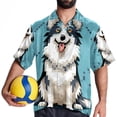 thumbnail image 4 of Pixel Dog Men's Short Sleeve Printed Poplin Beach Shirts with Spread Collar - Casual Button Down Summer Tops for Unisex, 4 of 6