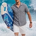 thumbnail image 2 of Men's Summer Linen Cotton Casual Short Sleeve Button Down Shirt Top, Lapel Collar Solid Color Fashionable Breathable Lightweight Outdoor Daily Wear Travel Vacation Outfit, 2 of 9