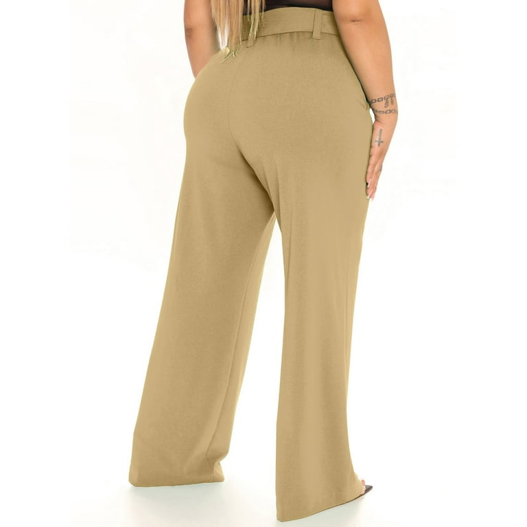 Eytino Womens Plus Size Cargo Pants High Waisted Stretch Wide Leg Baggy  Pants Casual Trousers with Pockets(1X-5X)