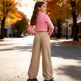 thumbnail image 6 of CCRFTGI Girls Pants Size 10-12 Corduroy Baggy Casual High Waist Trousers Trendy Straight Leg Loose Fall Winter Pants with Pockets Khaki 7-8Y, 6 of 9