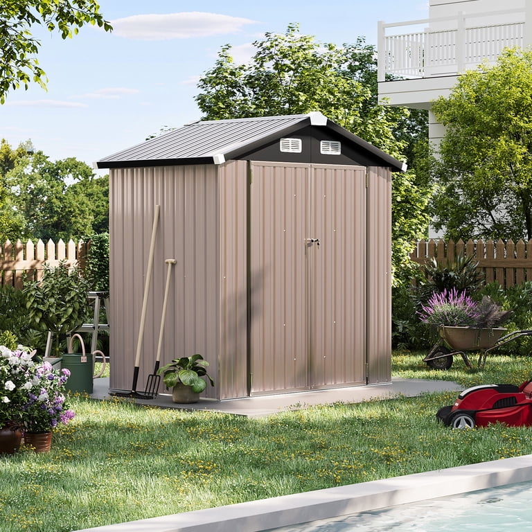 Bapipro 6' x 4' FT Outdoor Storage Shed, Outside Metal Tool Shed