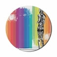 thumbnail image 1 of Olympics Mouse Pad for Computers, Female Marathon Runner Illustration on Vertical Stripes in Rainbow Colors, Round Non-Slip Thick Rubber Modern Mousepad, 8" Round, Orange Purple Blue, by Ambesonne, 1 of 2