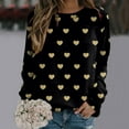thumbnail image 2 of Goindgs Women Valentine's Day Pullover Sweatshirts Heart Letter Print Long Sleeve Crewneck Loose Spring Sweater Tops Loose shirts for women Yellow XL, 2 of 4