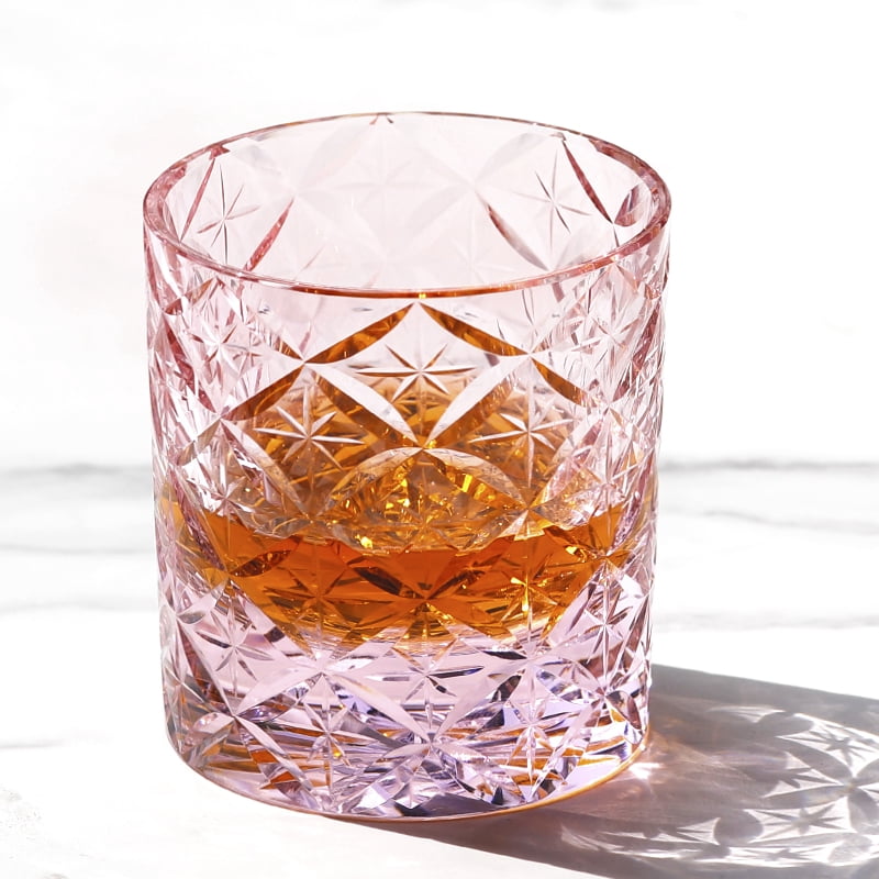 Pink Crystal Japanese Design Whiskey and Beer Glass for Cold Drinks Wine Glass  With Gift Pack 8oz
