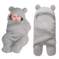 thumbnail image 1 of Saco de dormir para bebé de forro polar cálido con pies Manta para bebé recién nacido Orejas con capucha Saco para envolver Cochecito Cuna Saco de dormir Saco Fotografía Prop para 0-6 meses Ormromra LRWJ149-2, 1 of 5