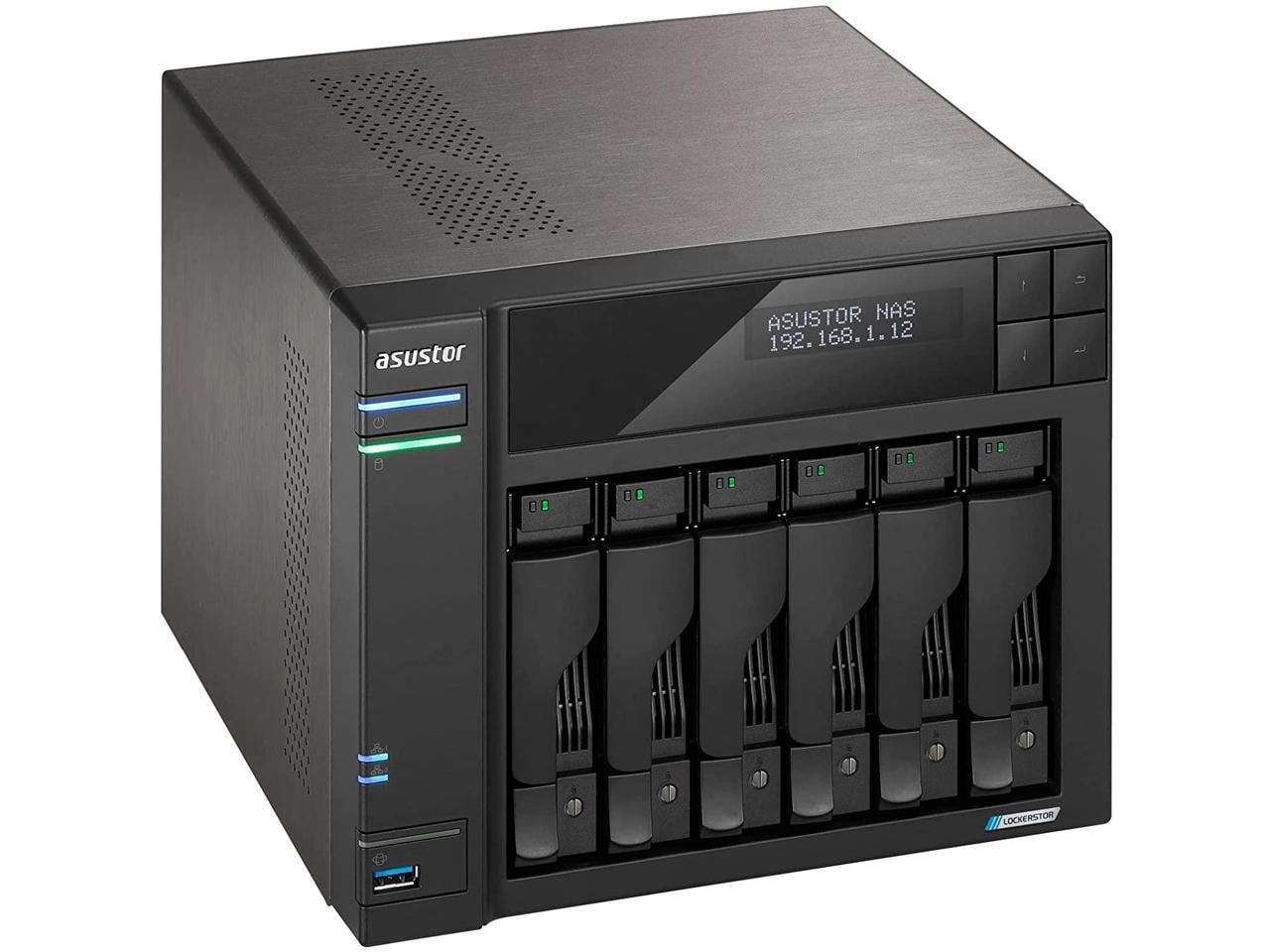 Asustor Lockerstor 6 Gen2 AS6706T - 6 Bay NAS, Quad-Core 2.0 GHz CPU, 4X M.2 NVMe Slots, Dual 2.5GbE, Upgradable to 10GbE, 8GB DDR4 RAM, Content Creation Network Attached Storage (Diskless) - The N...