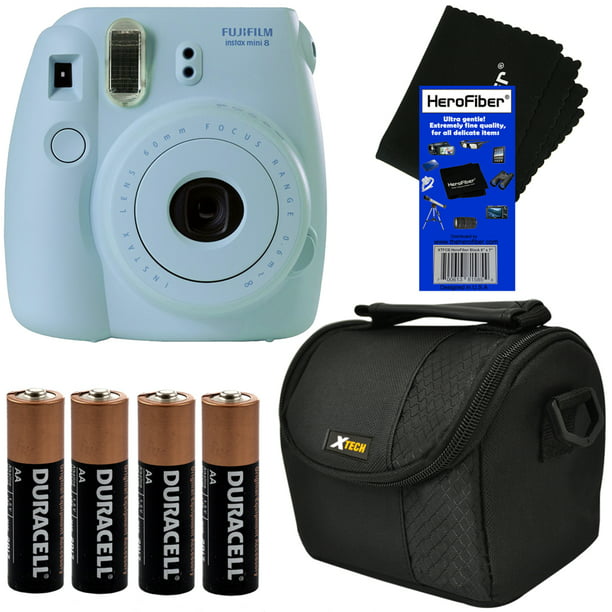 Fujifilm Instax Mini 8 Instant Film Camera Blue Well Padded Camera Case 4 Alkaline Batteries Herofiber Ultra Gentle Cleaning Cloth Walmart Com Walmart Com
