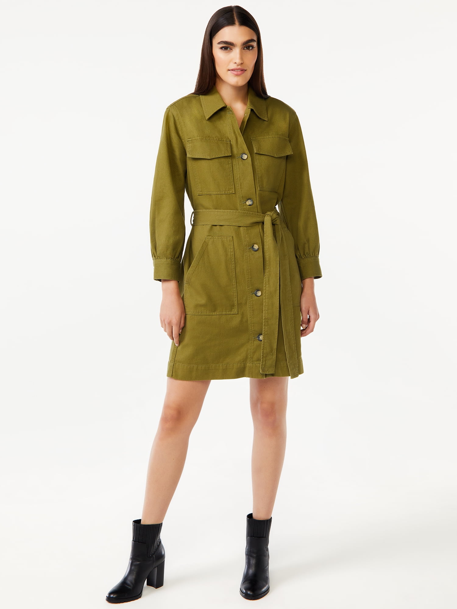 Free Assembly Women's Belted Utility Mini Dress