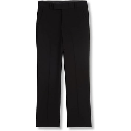 Calvin Klein Boys Flat-Front Suit Dress Pant, Straight Leg Fit Hemmed Bottom, Belt Loops Functional Front Pockets 12 Navy
