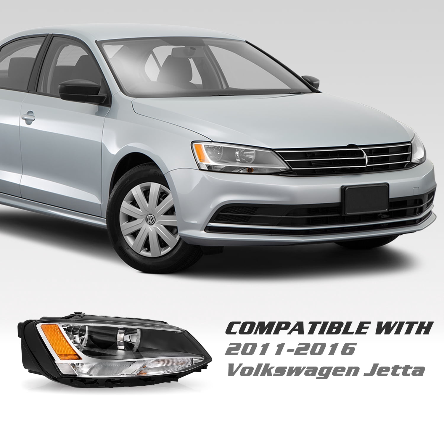 For 2011-2018 Volkswagen Jetta Halogen Model Headlights Headlamp Right/Passenger