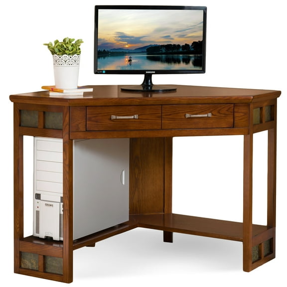 Leick Home Corner Computer Desk in Rustic Oak and Slate, 48-Inch