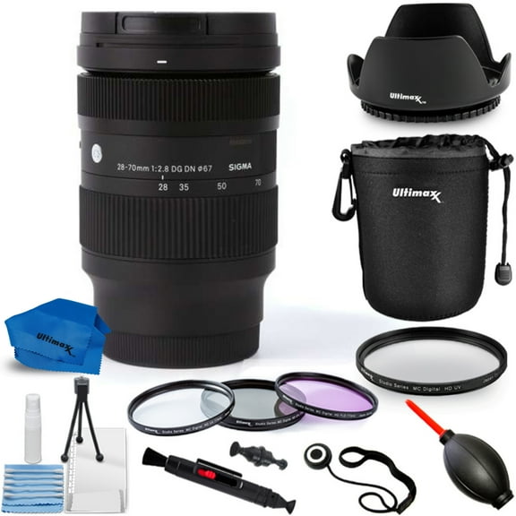 Sigma 28-70mm f/2.8 DG DN Contemporary Lens for Sony E - Bundle Includes: UV Filter, Tulip Lens Hood, Lens Pouch X-Large & Much More (10pc Bundle)