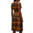 thumbnail image 5 of Womens Halloween Midi Dresses Spider Webeb Witch Hat V Neck Horror Dresses Pumpkin Ghost Short Sleeve Spooky Sundress, 2XL, 5 of 5