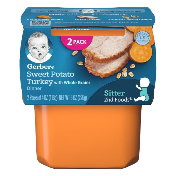 (2 Pack) Gerber Stage 2, Sweet Potato Turkey with Whole