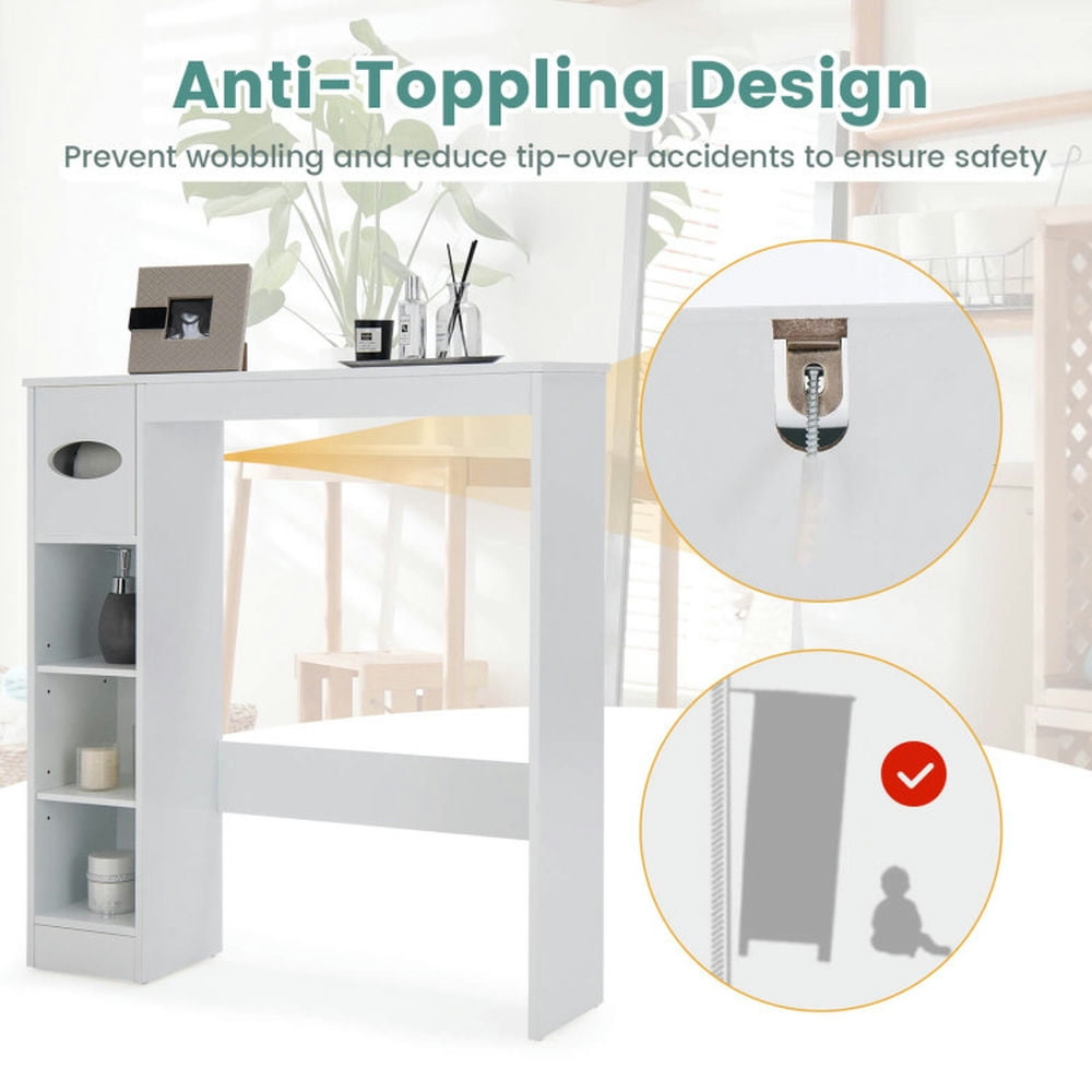 Finihen Toilet Storage Cabinet, Bathroom Cabinet Organizer, Wooden Toilet Storage Cabinet, for Bathroom, White