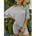 thumbnail image 3 of Ekouaer Pajamas Set 2 Piece Lounge Sets Ribbed Knit Matching Outfits T-shirt Biker Shorts Sleepwear Loungewear Sweatsuits, 3 of 6