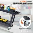 thumbnail image 3 of KFFKFF Utility Service Cart 360? Swivel Wheels 2 Shelf 550lbs (2 with Brakes), 3 of 9