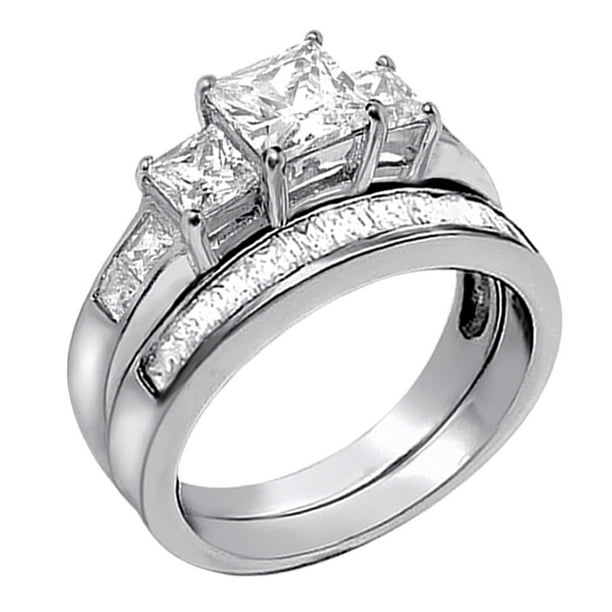 Devuggo 2.01Carat TCW Three Stone Princess Cut CZ 925