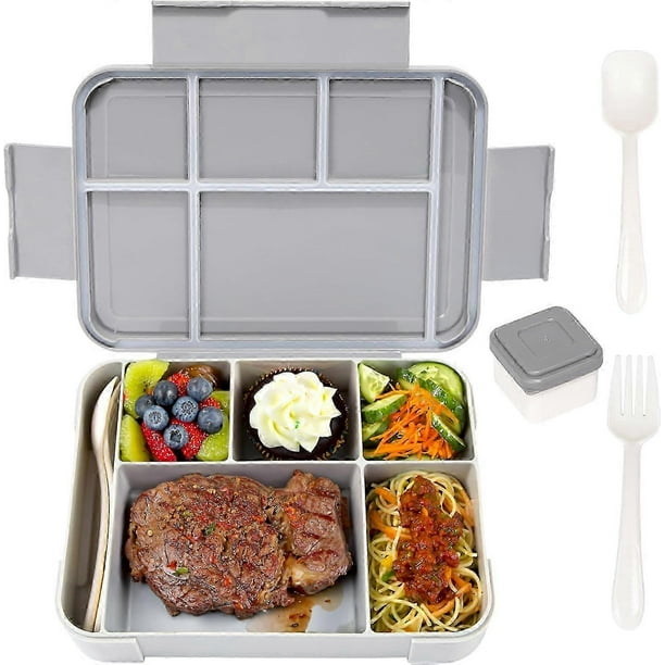 Kids Lunch Box with Compartments 1330 ml Leakproof Snack Box with 6 Compartments Utensils Microwave Safe (Grad)