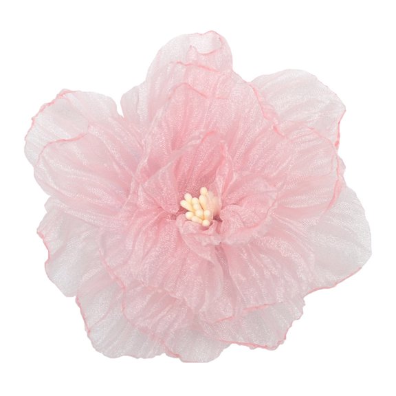 Yoetaun Organza-Flower Burning Edge Fabric Floral Flower Handmade 3D Flower Hair Accessorry Clothing Flower Ornament Women Light Pink