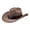 khaki, variant on Men's Classic Western Felt Hat: Vintage Wide Brim with Metal Bull Head Belt for Party, Outdoor