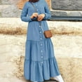 thumbnail image 2 of Lindreshi Long Sleeve Dresses for Women Plus Size Maxi Women's Long Sleeved Solid Color Loose Fitting Shirt Long Skirt Round Neck and Ankle Dress, 2 of 5