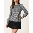 thumbnail image 2 of Blusa de manga Larga Allegra K tela de Cuadros Elegante Informal Negro XL, 2 of 6