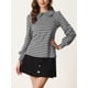 thumbnail image 2 of Blusa de manga Larga Allegra K tela de Cuadros Elegante Informal Negro XL, 2 of 6