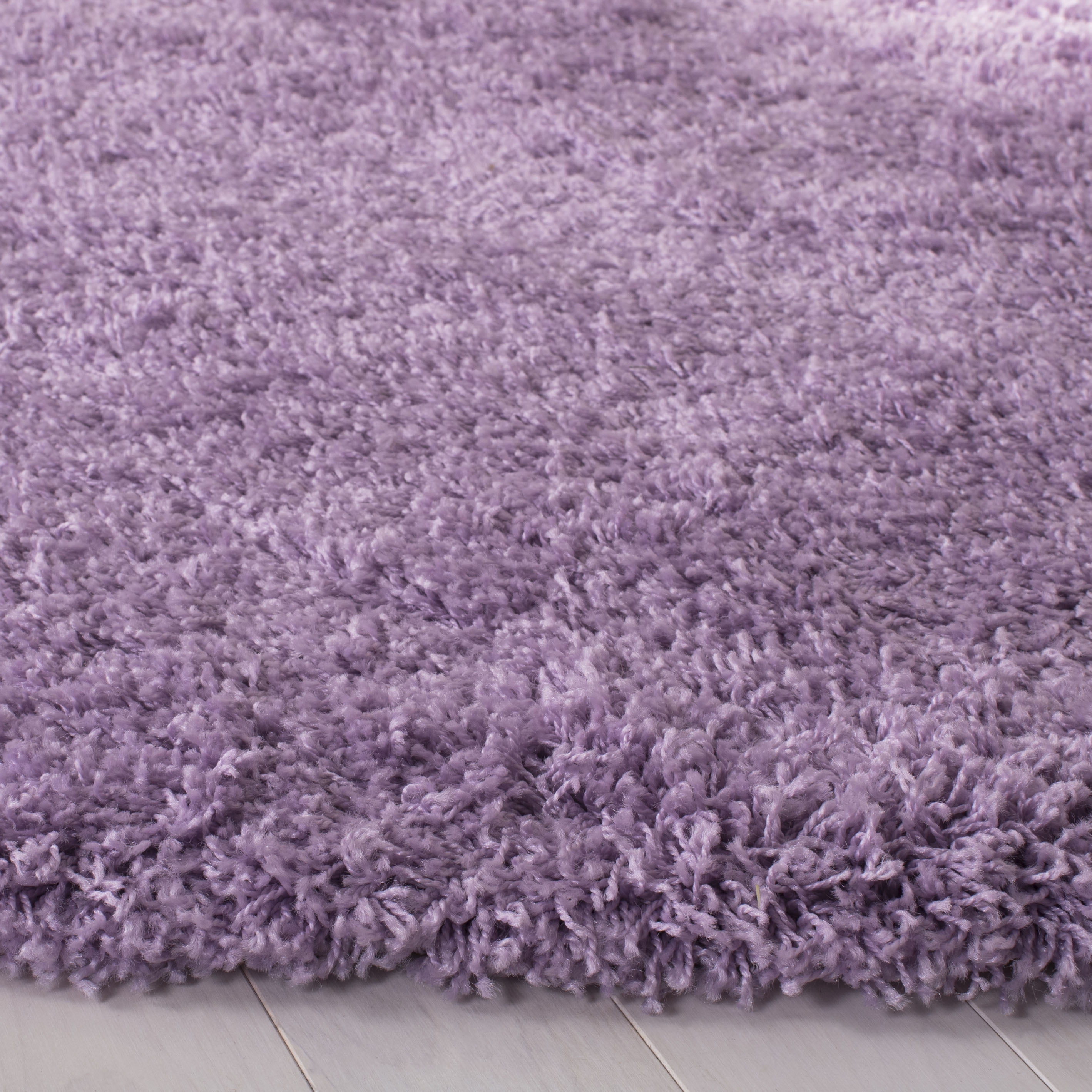 SAFAVIEH Laguna Neven Solid Shag Area Rug, Lilac, 5'3" x 5'3" Round