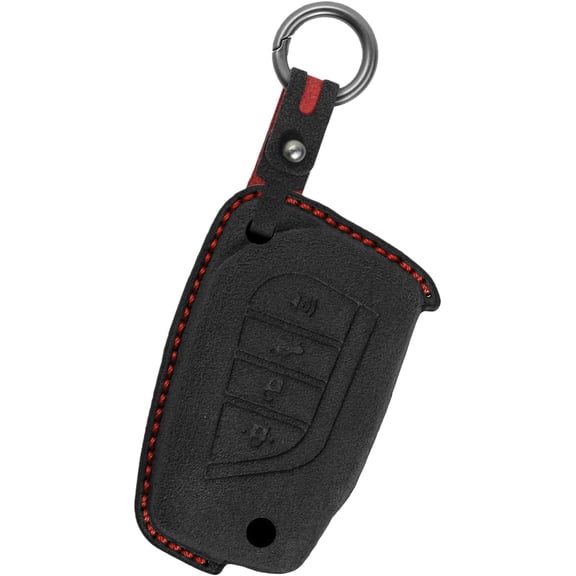 Key Fob Cover Compatible with Toyota Camry Corolla Fortuner RAV4 2018-2025 4 Button Keychain Case Holder Protector,Black