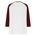thumbnail image 5 of Delliss Women's Color Block 3/4 Sleeve V Neck Button T-Shirt, 5 of 9