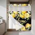 thumbnail image 4 of Yellow Lemons No Hook Shower Curtain with Snap in Liner Welcome White Flowers Leaf Fruits Black Background Waterproof Bathroom Shower Curtain with See Through Top Window for Bathtub 72" x 72", 4 of 9